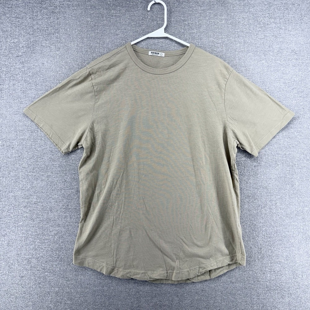 Buck Mason T Shirt Men Size Large Light Brown Short Sleeve Cotton Made In USA